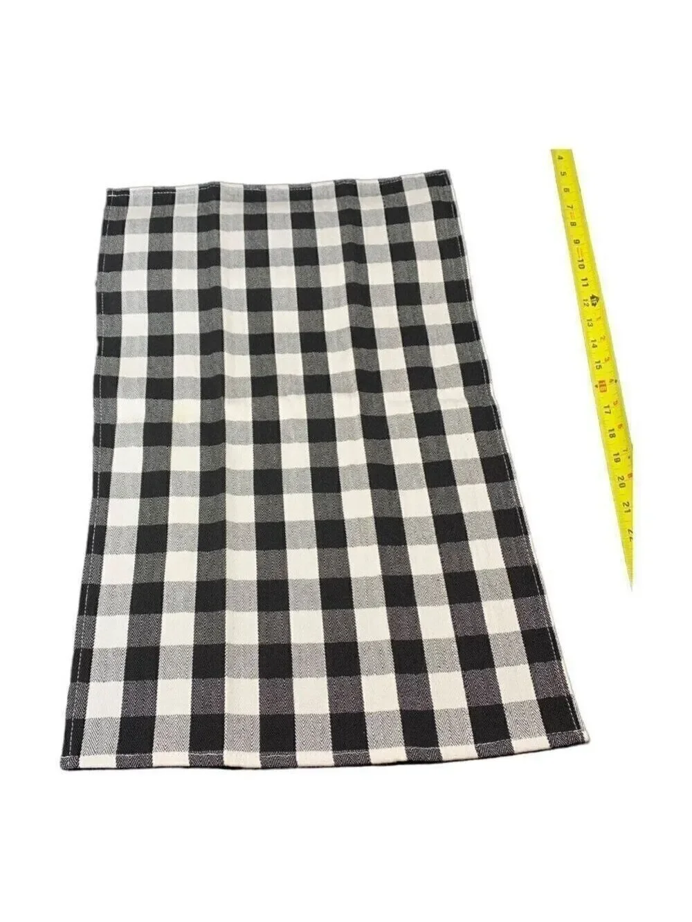 Hot Cocoa Marshmallow Kitchen Tea Towels Cotton Set Buffalo Check Black White